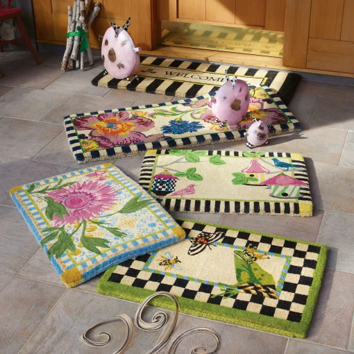 Awning Stripe Double Door Welcome Mat