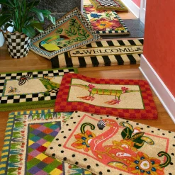 Awning Stripe Double Door Welcome Mat