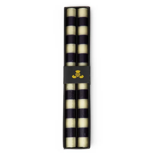 Bands Dinner Candles - Navy - Set Of 2
