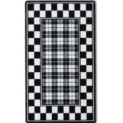 Black & White Tartan Rug - 2'3" X 3'9"