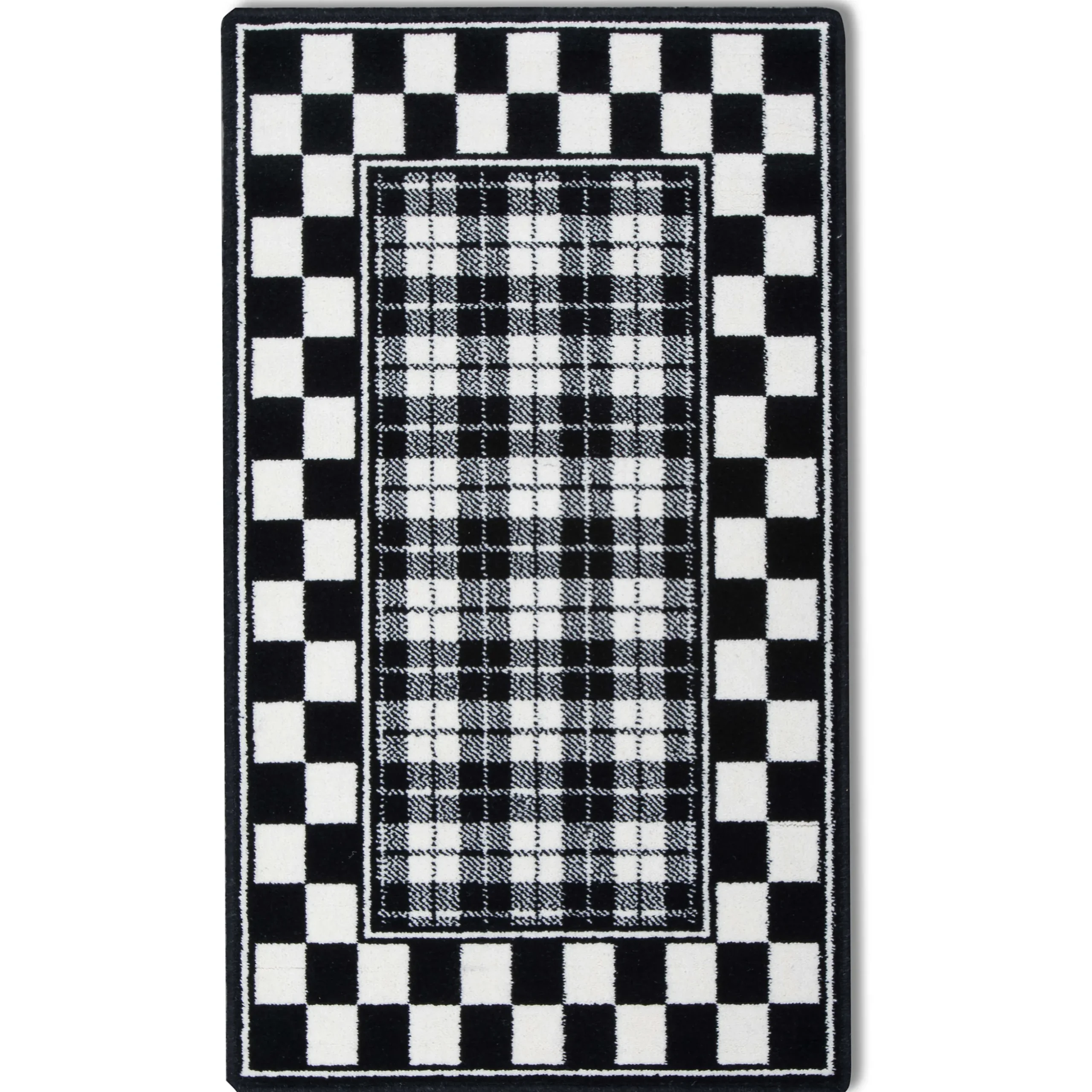 Black & White Tartan Rug - 2'3" X 3'9"