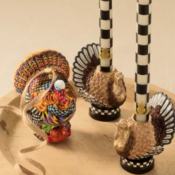 Check Dinner Candles - Black &amp; Ivory - Set Of 2