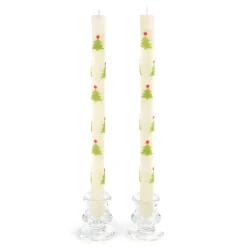 Christmas Tree Dinner Candles - Red & Green - Set Of 2