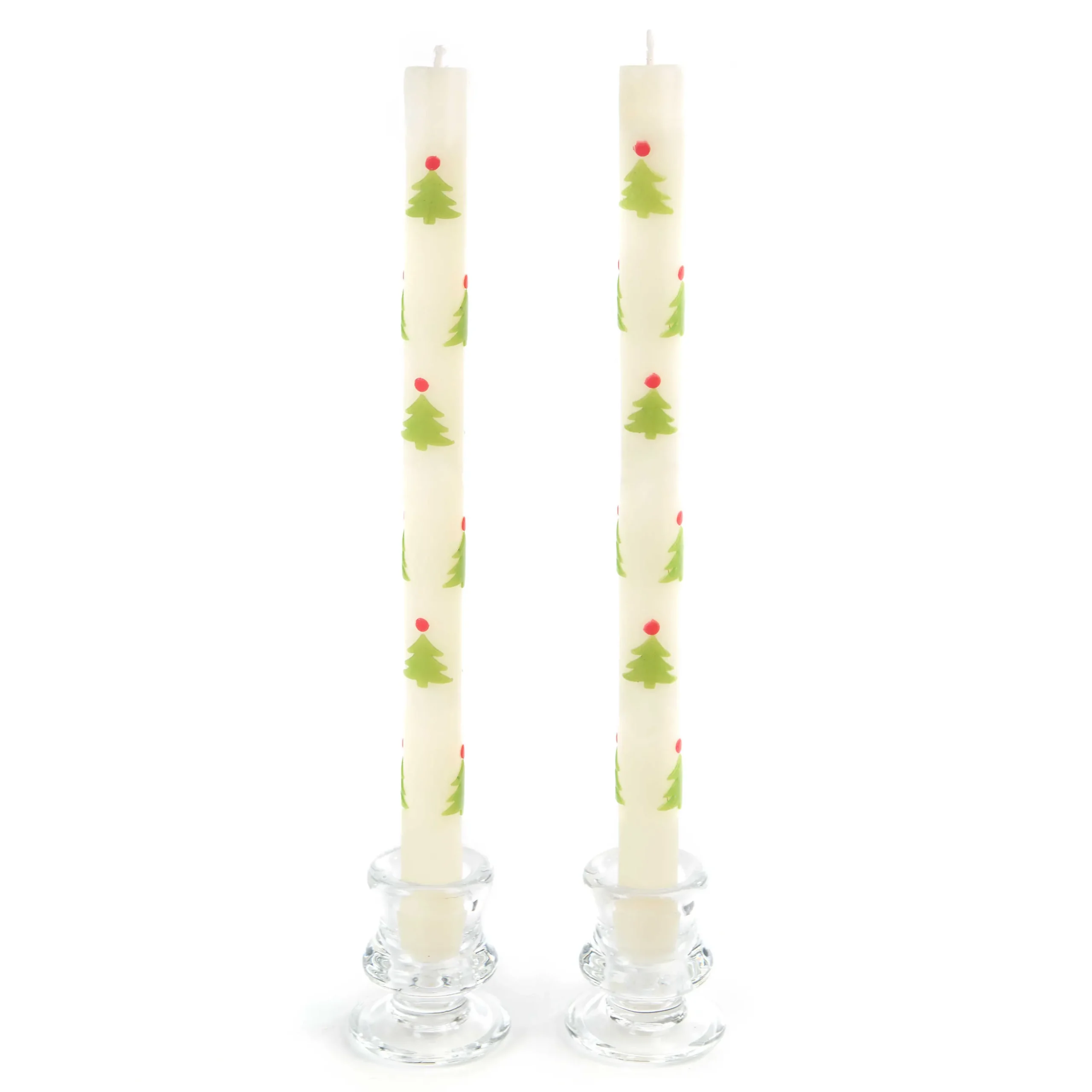 Christmas Tree Dinner Candles - Red & Green - Set Of 2