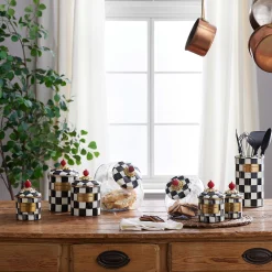Cookie Jar With Courtly Check Enamel Lid