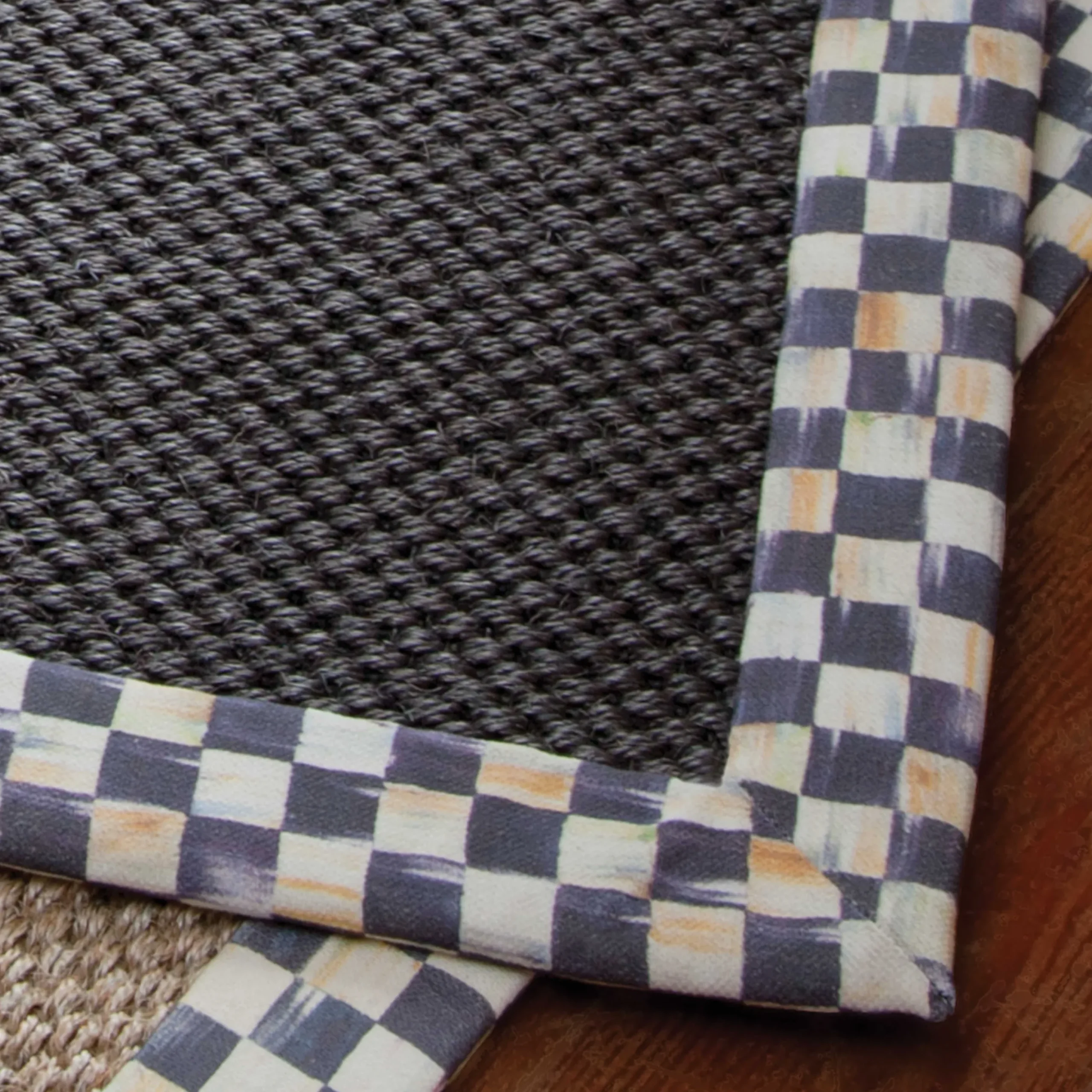 Courtly Check Black Sisal Rug - 2'6" X 9' Runner