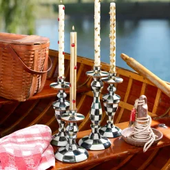 Courtly Check Enamel Candlestick - Medium