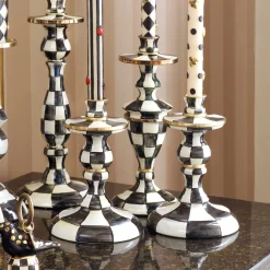 Courtly Check Enamel Candlestick - Small