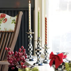 Courtly Check Enamel Candlestick - Large