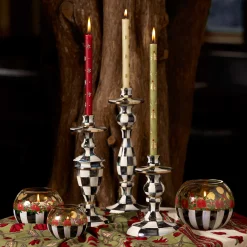 Courtly Check Enamel Candlestick - Medium