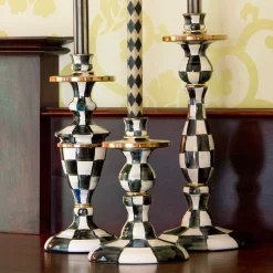 Courtly Check Enamel Candlestick - Medium