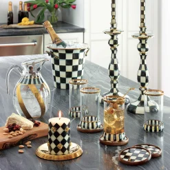 Courtly Check Enamel Candlestick - Large