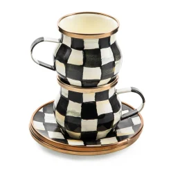 Courtly Check Enamel Espresso Cup & Saucer Set