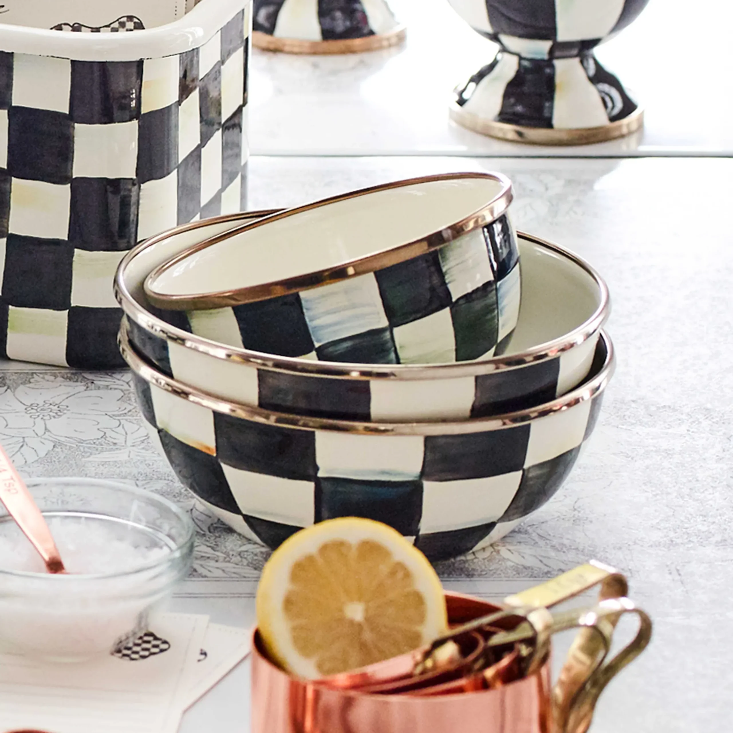 Courtly Check Enamel Everyday Bowl