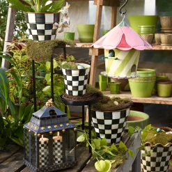 Courtly Check Enamel Garden Pot - Extra Large