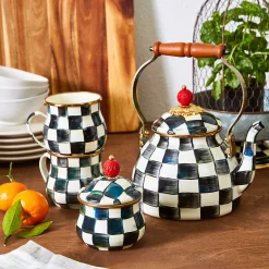 Courtly Check Enamel Lidded Sugar Bowl