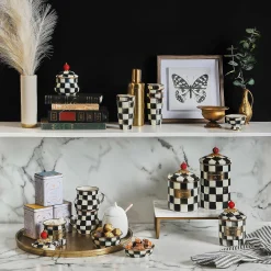 Courtly Check Enamel Lidded Sugar Bowl