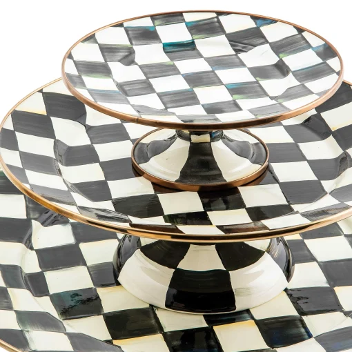 Courtly Check Enamel Pedestal Platter - Large