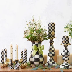 Courtly Check Enamel Pillar Candlestick - Medium