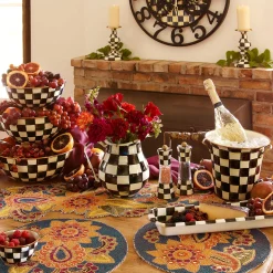 Courtly Check Enamel Pillar Candlestick - Medium