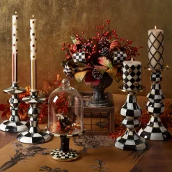 Courtly Check Enamel Pillar Candlestick - Medium