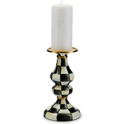 Courtly Check Enamel Pillar Candlestick - Medium