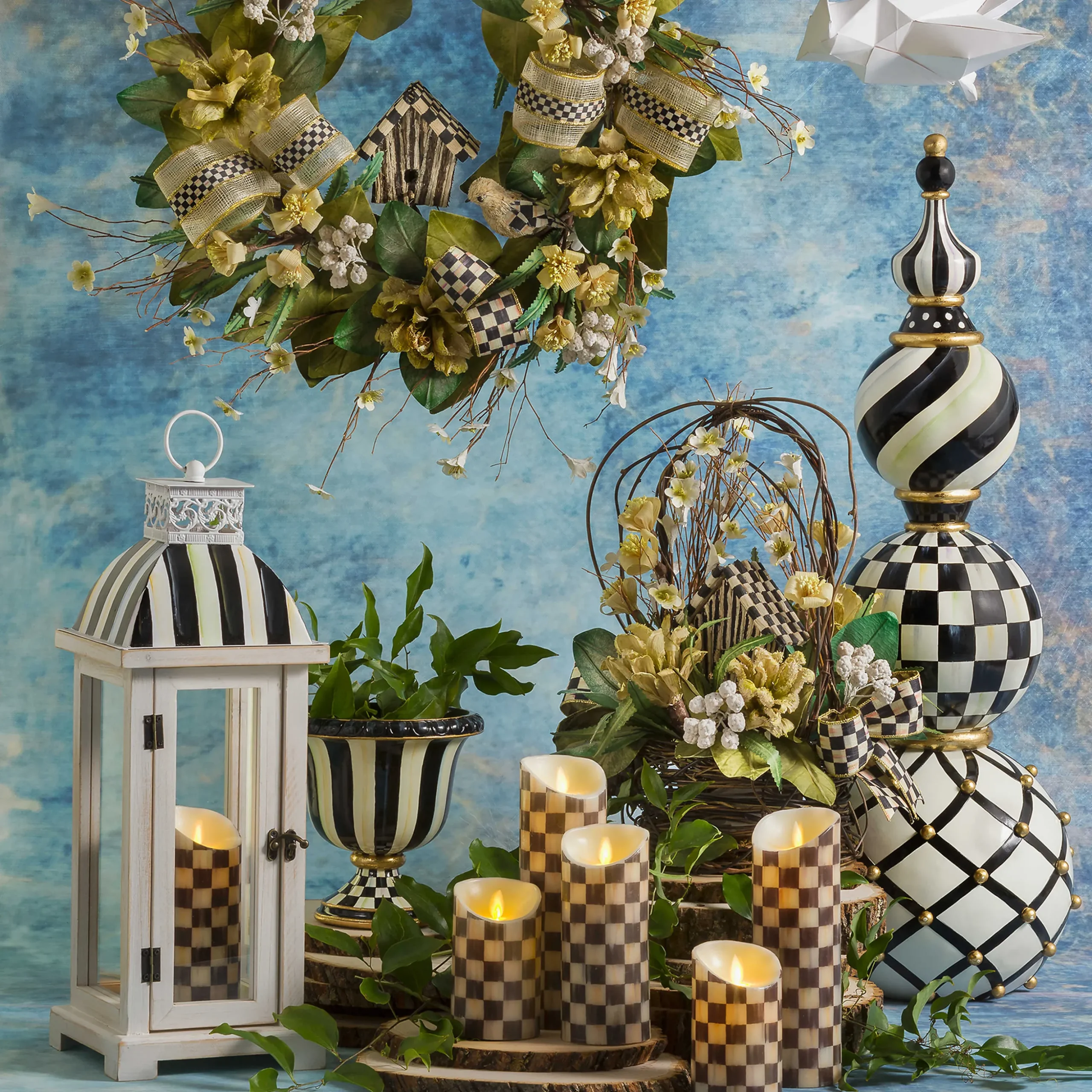 Courtly Check Flicker 9" Pillar Candle