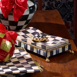 Courtly Check Guest Towel Holder Set - Gold