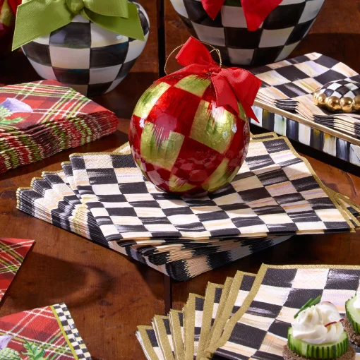 Courtly Check Paper Napkins - Dinner - Gold