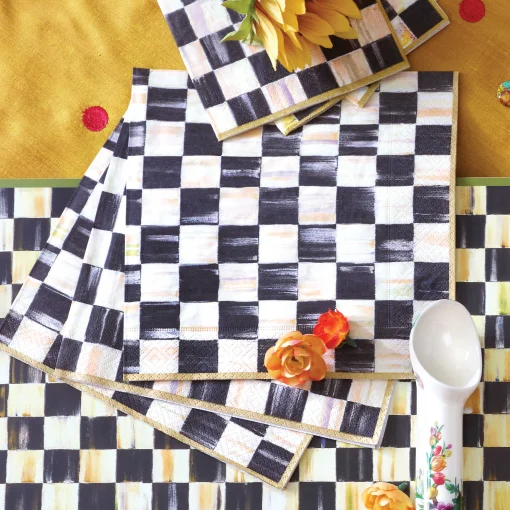 Courtly Check Paper Napkins - Dinner - Gold