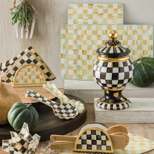 Courtly Check Paper Napkins - Dinner - Gold