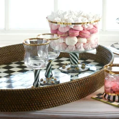 Courtly Check Rattan & Enamel Tray - Large