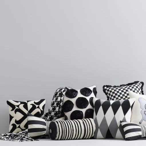 Courtly Check Ruffled Square Pillow