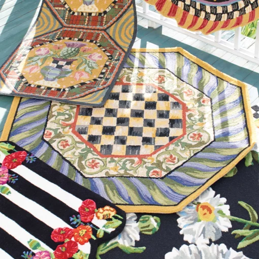 Courtly Check Rug - 5' Octagon - Purple & Green