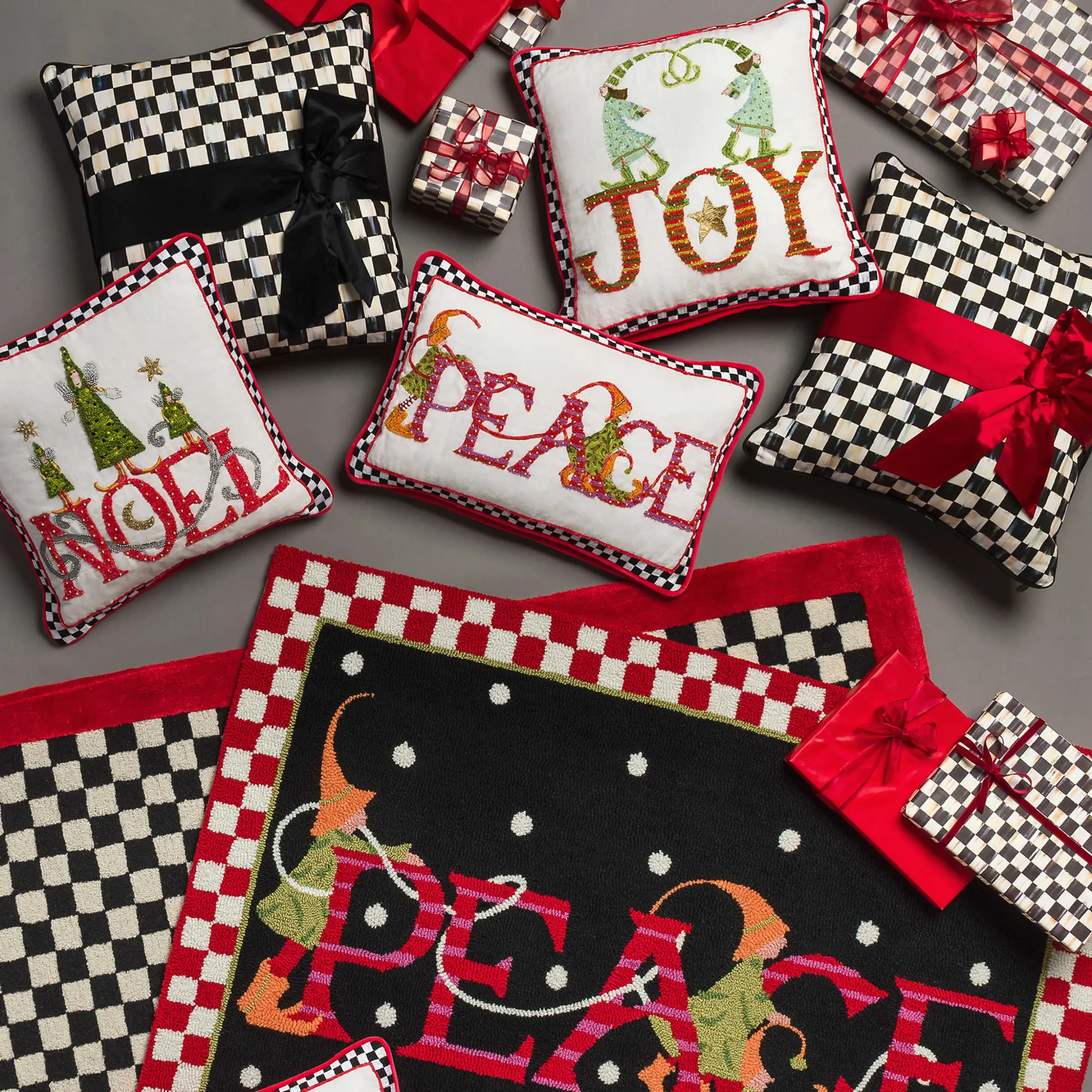 Courtly Check Sash Pillow - Black