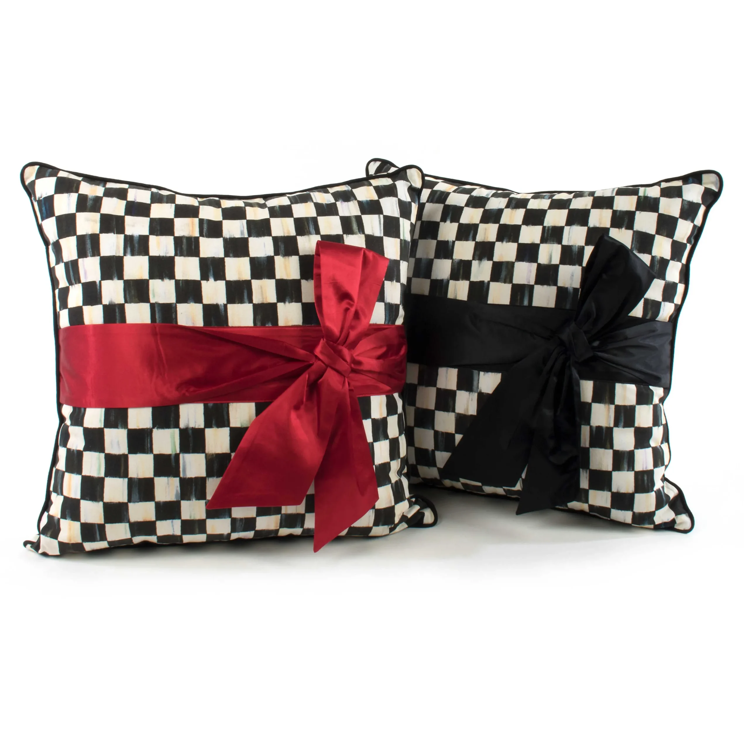 Courtly Check Sash Pillow - Black