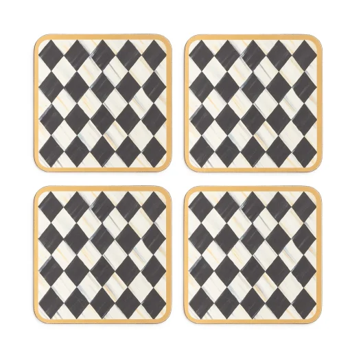 Courtly Harlequin Cork Back Coasters - Set Of 4