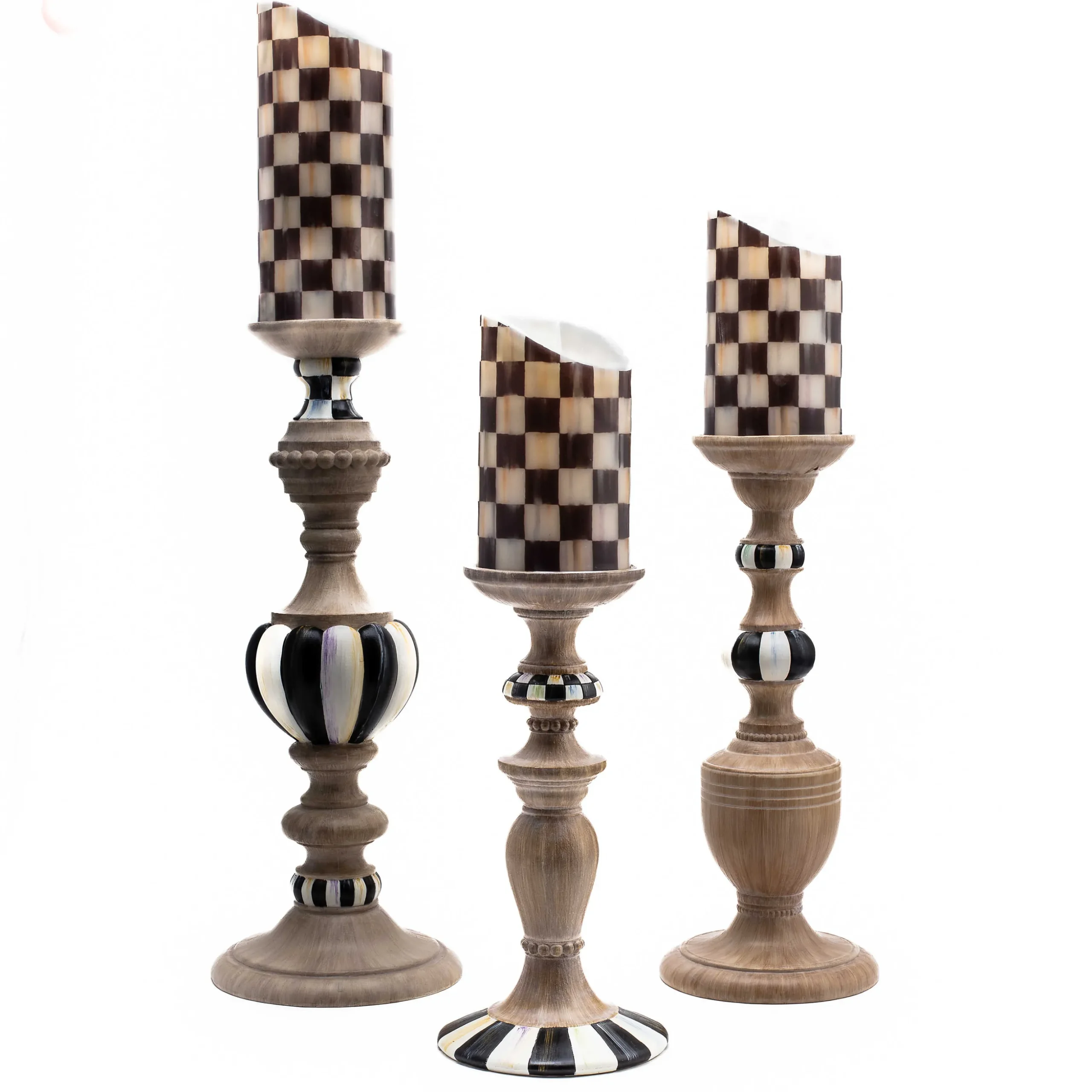 Courtly Pillar Candle Holders - Set Of 3