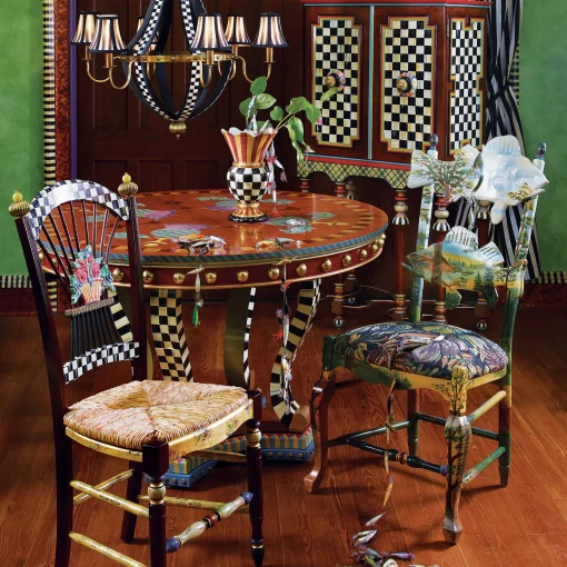 Dark Flower Basket Side Chair