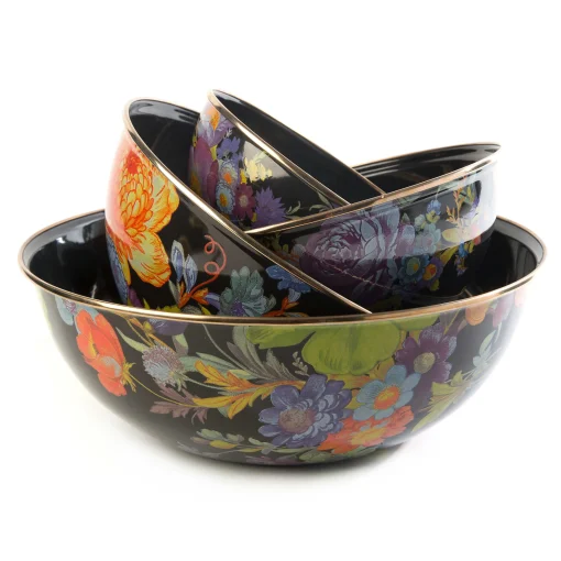 Flower Market Medium Everyday Bowl - Black
