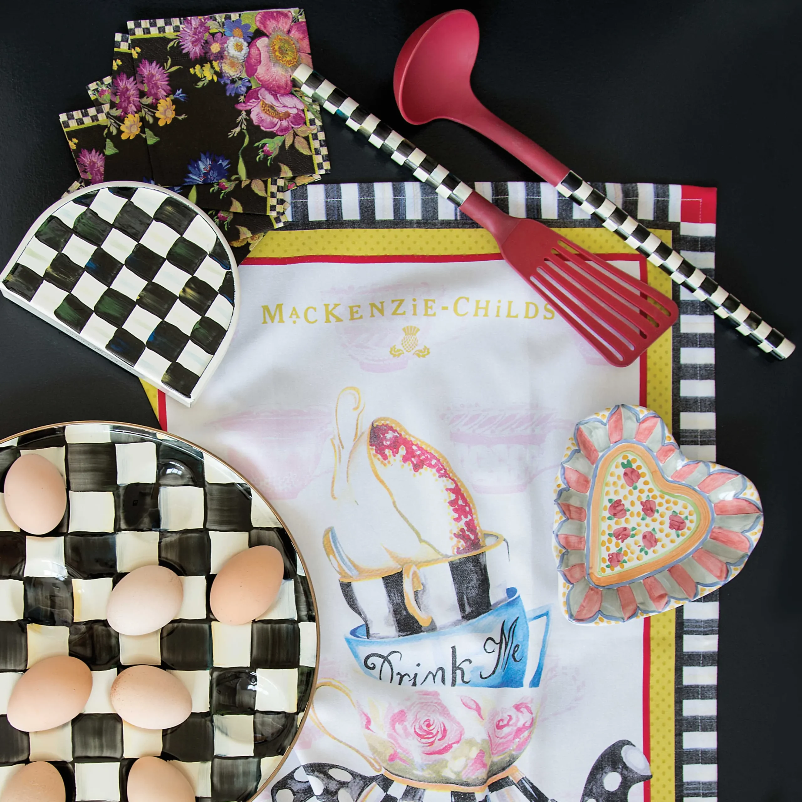 Flower Market Paper Napkins - Cocktail - Black