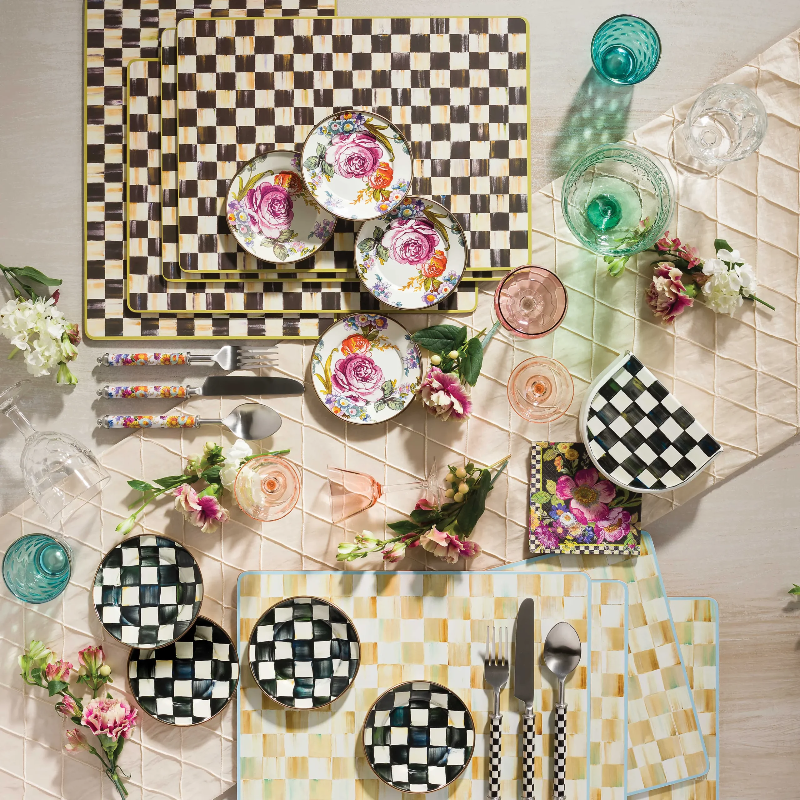 Flower Market Paper Napkins - Cocktail - Black