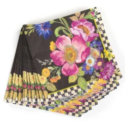 Flower Market Paper Napkins - Cocktail - Black