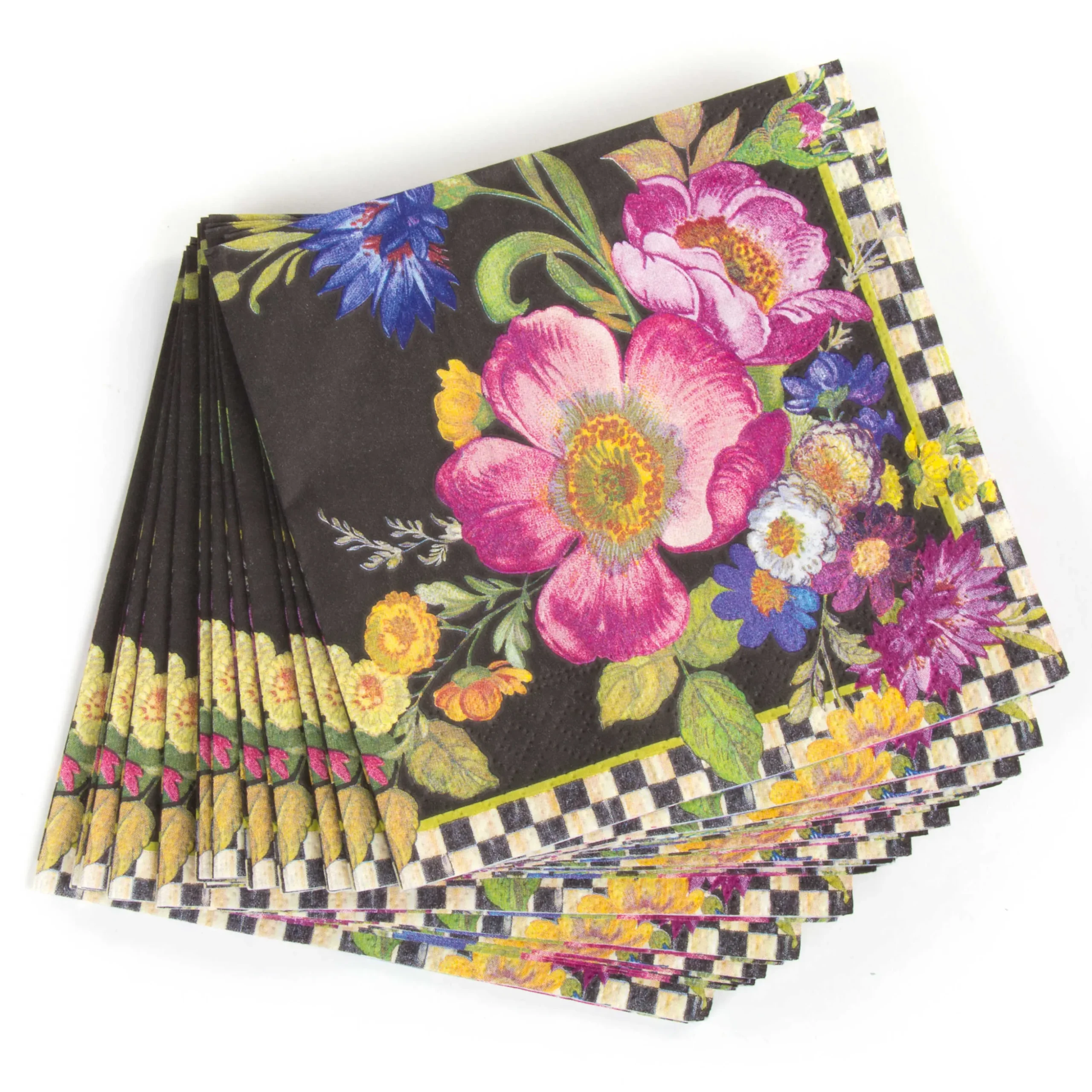 Flower Market Paper Napkins - Cocktail - Black