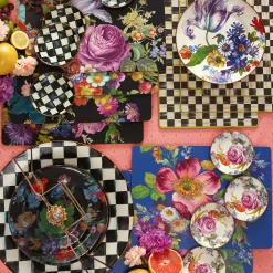 Flower Market Placemats - Black - Set Of 4