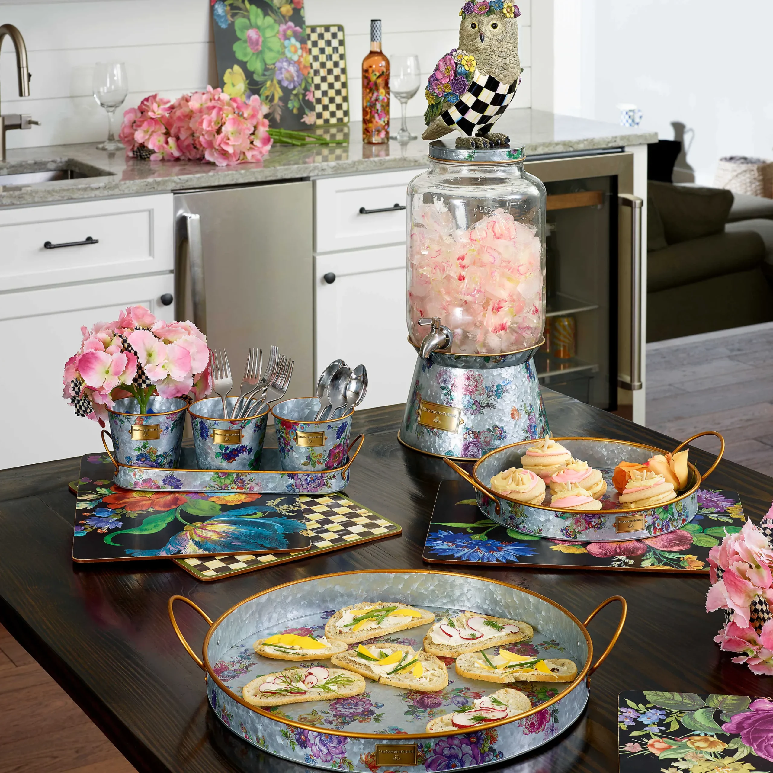 Flower Market Placemats - Black - Set Of 4