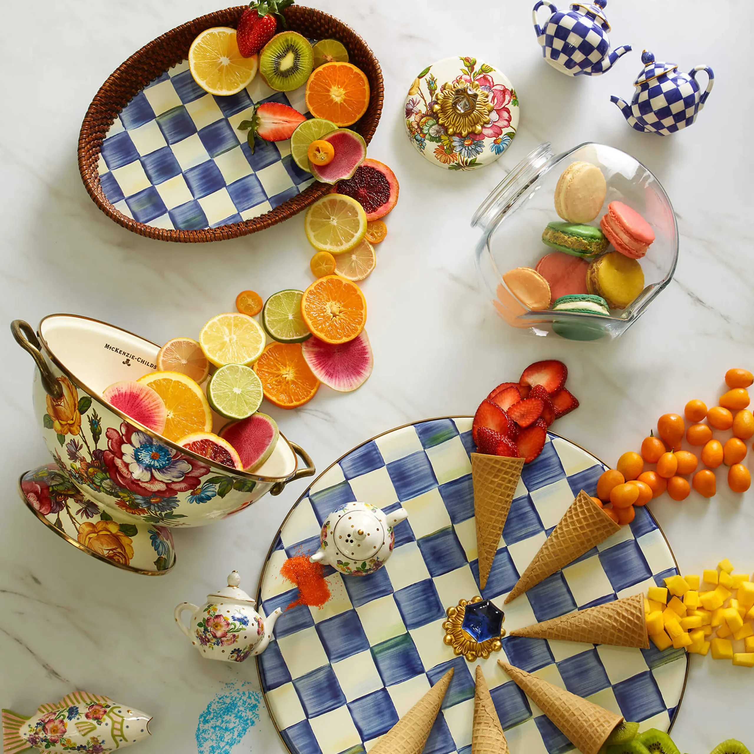 Flower Market Teapot Salt & Pepper Set - White