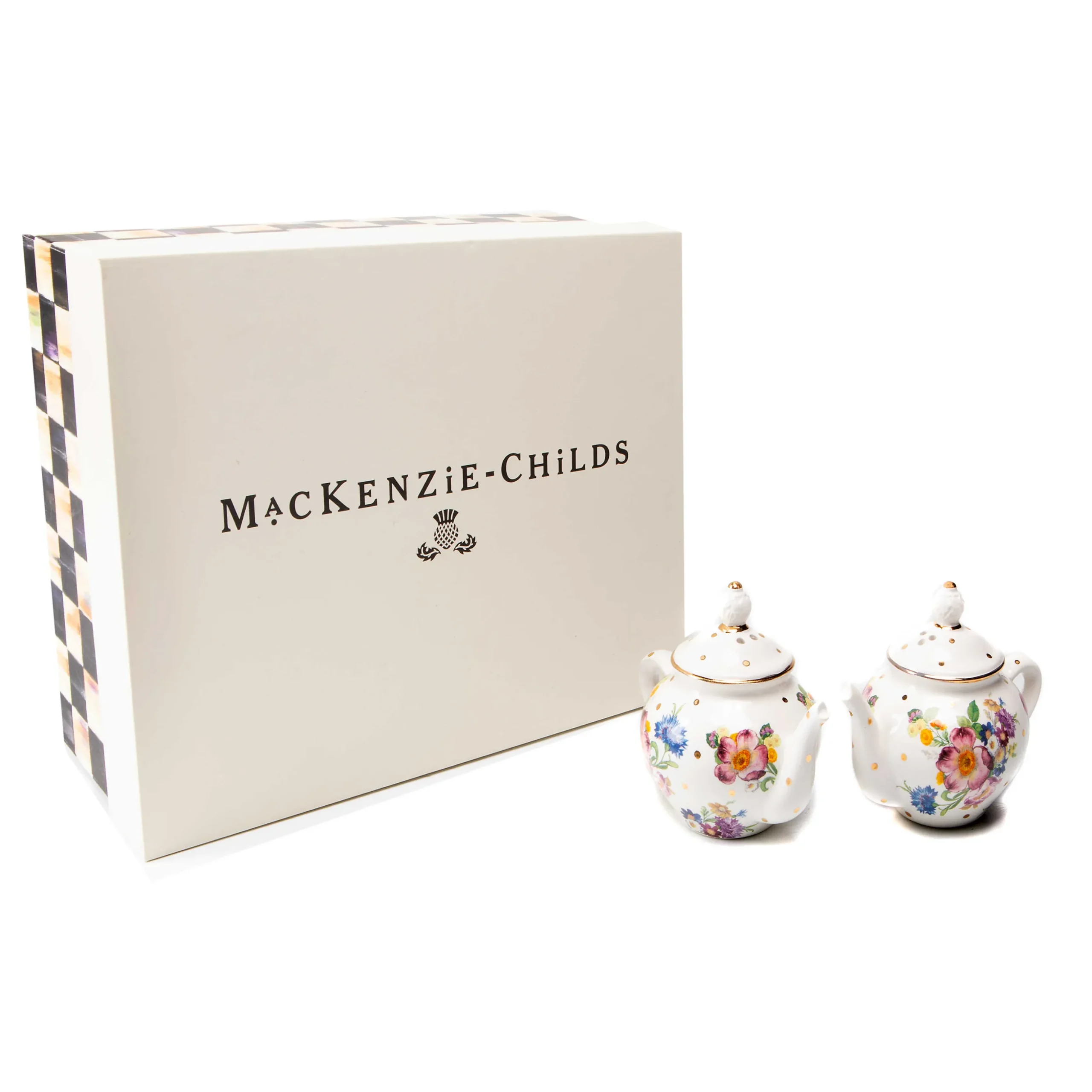 Flower Market Teapot Salt & Pepper Set - White