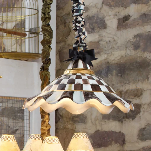 Fluted Hanging Lamp - Courtly Check