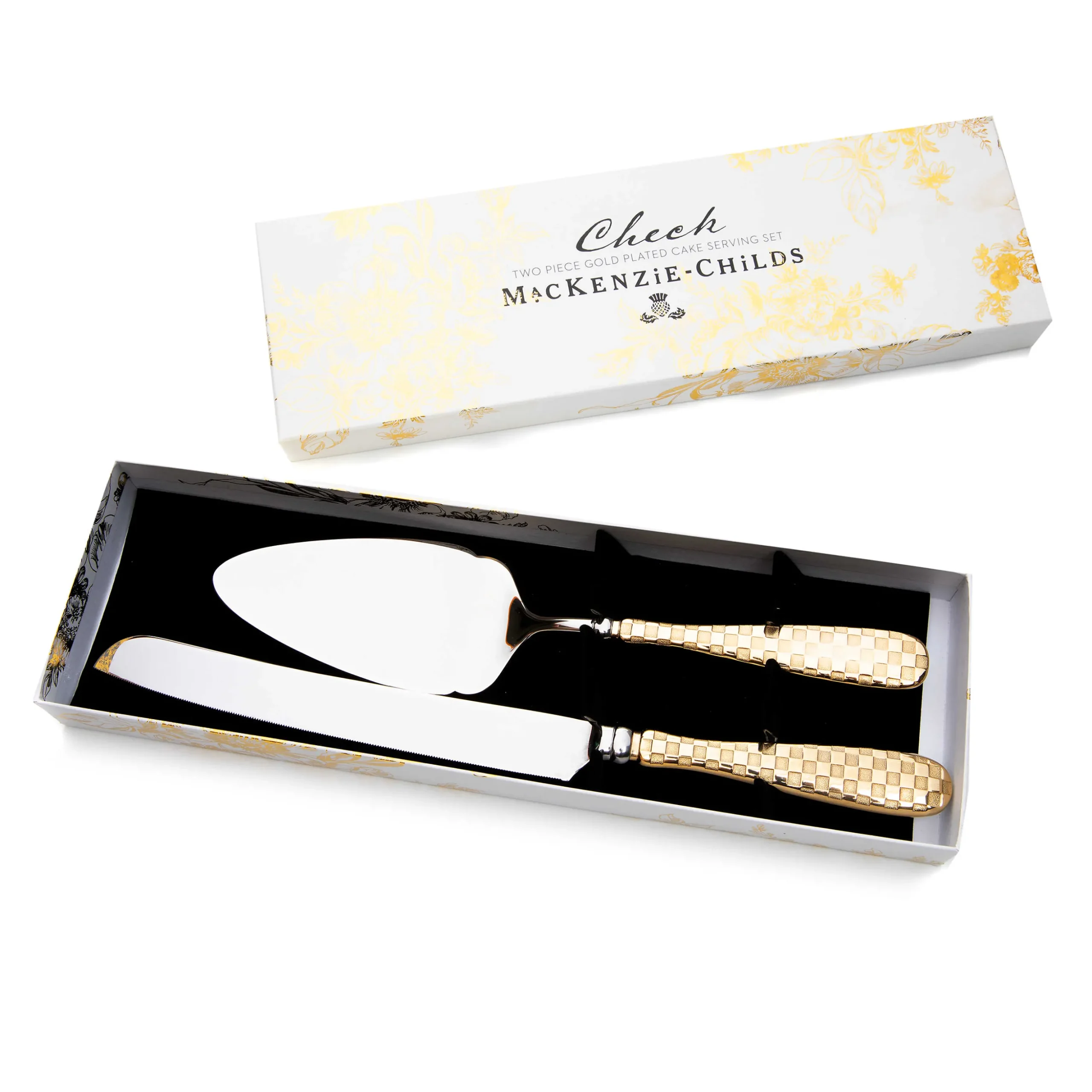 Gold Check Cake Serving Set
